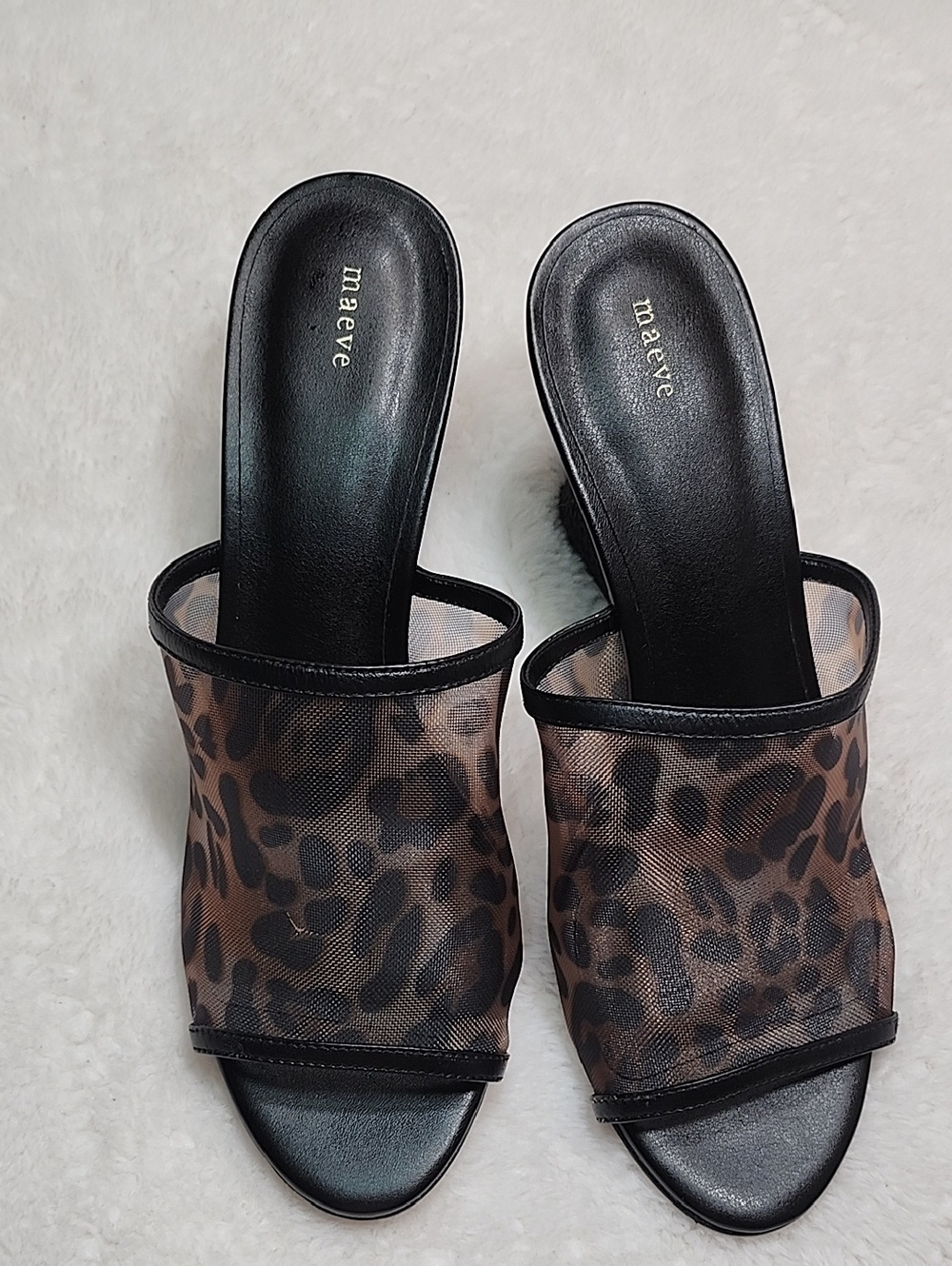 Anthropologie Maeve leopard print mesh mule wedge heels Size 7 - Picture 15 of 16